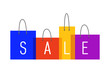 © Elli - Set of Colorful Empty Shopping Bags Isolated in White. Paper bags for shopping. Sale. Vector Illustration