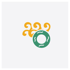 Rubber ring concept 2 colored icon. Isolated orange and green Rubber ring vector symbol design. Can be used for web and mobile UI/UX