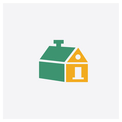 House concept 2 colored icon. Isolated orange and green House vector symbol design. Can be used for web and mobile UI/UX