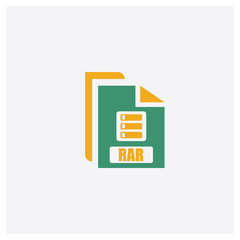 Wall Mural - Rar concept 2 colored icon. Isolated orange and green Rar vector symbol design. Can be used for web and mobile UI/UX