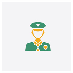 Wall Mural - Policeman concept 2 colored icon. Isolated orange and green Policeman vector symbol design. Can be used for web and mobile UI/UX