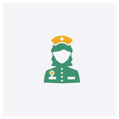 Nurse concept 2 colored icon. Isolated orange and green Nurse vector symbol design. Can be used for web and mobile UI/UX