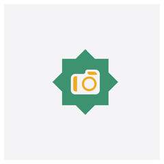 Photo camera concept 2 colored icon. Isolated orange and green Photo camera vector symbol design. Can be used for web and mobile UI/UX