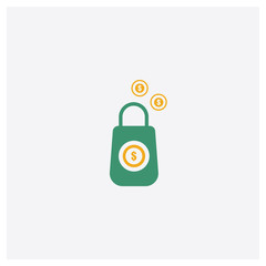 Purse concept 2 colored icon. Isolated orange and green Purse vector symbol design. Can be used for web and mobile UI/UX