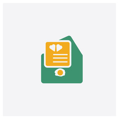 Open Envelope with Heart Letter concept 2 colored icon. Isolated orange and green Open Envelope with Heart Letter vector symbol design. Can be used for web and mobile UI/UX