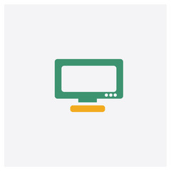 Sticker - Television Screen Off concept 2 colored icon. Isolated orange and green Television Screen Off vector symbol design. Can be used for web and mobile UI/UX