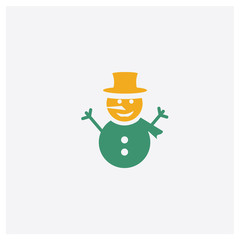 Snowman concept 2 colored icon. Isolated orange and green Snowman vector symbol design. Can be used for web and mobile UI/UX