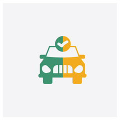 Car repair check concept 2 colored icon. Isolated orange and green Car repair check vector symbol design. Can be used for web and mobile UI/UX