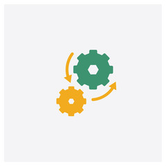 Process concept 2 colored icon. Isolated orange and green Process vector symbol design. Can be used for web and mobile UI/UX