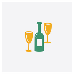 Wine concept 2 colored icon. Isolated orange and green Wine vector symbol design. Can be used for web and mobile UI/UX