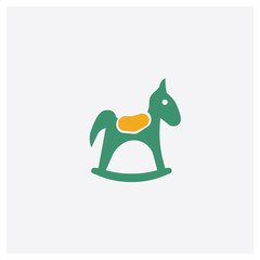 Wall Mural - Rocking Horse concept 2 colored icon. Isolated orange and green Rocking Horse vector symbol design. Can be used for web and mobile UI/UX