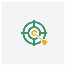 Target Concept 2 Colored Icon. Isolated Orange And Green Target Vector Symbol Design. Can Be Used For Web And Mobile UI/UX