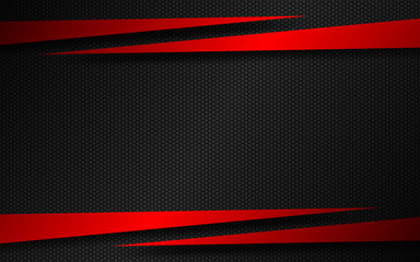 Wall Mural - Black and red material background with red arrows and dark metal polygonal mesh. Modern template for your business and projects. Abstract widescreen background