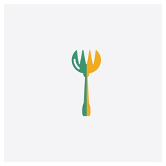 Salad Fork concept 2 colored icon. Isolated orange and green Salad Fork vector symbol design. Can be used for web and mobile UI/UX