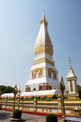 Pagoda or Stupa of Wat Phra That Phanom temple for foreign traveler and thai people travel visit and respect praying on October 2, 2019 in Nakhon Phanom, Thailand