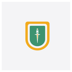 Shield concept 2 colored icon. Isolated orange and green Shield vector symbol design. Can be used for web and mobile UI/UX