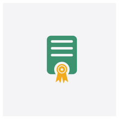 Certificate concept 2 colored icon. Isolated orange and green Certificate vector symbol design. Can be used for web and mobile UI/UX