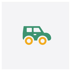 Car concept 2 colored icon. Isolated orange and green Car vector symbol design. Can be used for web and mobile UI/UX