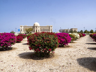 Wall Mural - Flowerbeds in front of the Sultan Qaboos Grand Mosque, Muscat Oman