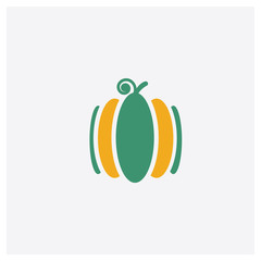 Pumpkin concept 2 colored icon. Isolated orange and green Pumpkin vector symbol design. Can be used for web and mobile UI/UX