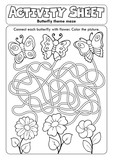 Fototapeta  - Activity sheet butterfly theme maze