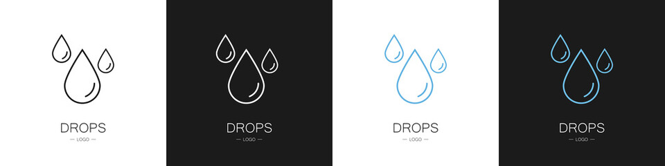 Set of logos drops. Collection. Modern style vector illustration.
