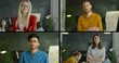 © M-Agency - Compilation (montage) of different male and female office managers smiling to camera in cabinet. Collage of cheerful multiethnic workers at workplaces. Portrait of many employees at work. Job concept