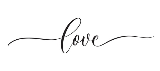 Wall Mural - Love - typography lettering quote, brush calligraphy banner with thin line.