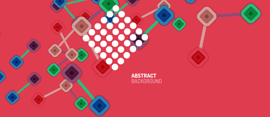 Abstract square dot connections, flat style multicolored geometric background for Wallpaper, Banner, Background, Card, Book Illustration, landing page or poster design