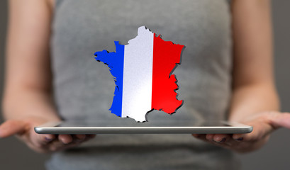 3d Digital France map country modern.