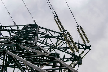 Power lines as a symbol of the power of industrial progress.