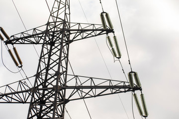 Power lines as a symbol of the power of industrial progress.