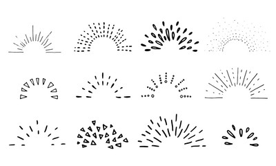 Sticker - Sunburst set. Vector hand drawn starburst collection