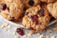 Homemade Oatmeal Cookies With Cranberries And Nuts