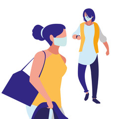 Poster - couple walking in the city wearing face mask