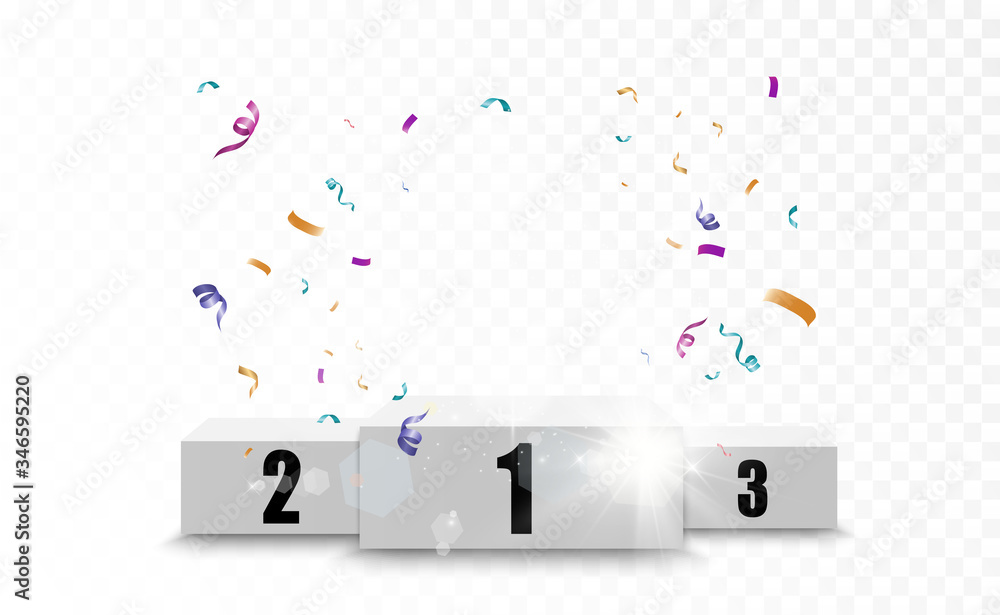 Winner background with signs of first, second and third place on a ...