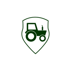 Canvas Print - Green Tractor on shield icon isolated on white background