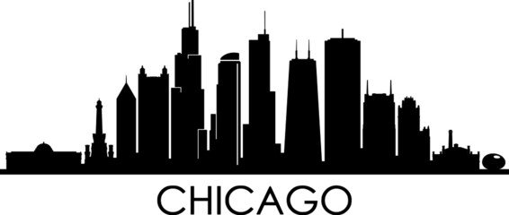 CHICAGO City Illinois Skyline Silhouette Cityscape Vector