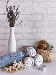 bathroom decoration sea salt towels corals seashells blue colour