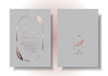 Wedding Styles That The Couple Must Look For Geometric Pattern Oval Text Box Decorated With Rose Gold Tone Leaves On A Gray Background. Elegant. Expensive Conceptual. Illustration
