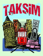 Istanbul taksim istiklal street tram embroidery graphic design vector art