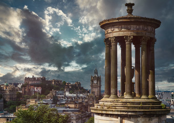 Wall Mural - The city of Edinburgh in Scotland on a  cloudy day