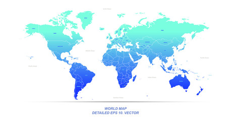 Wall Mural - hi detailed vector world map. editable world map vector with country named.