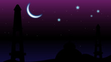 Mosque In The Night | Eid Mubarak Desktop Wallpaper 2020.