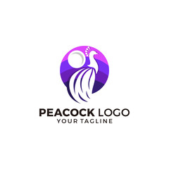 Canvas Print - Peacock Logo Design Vector Illustration