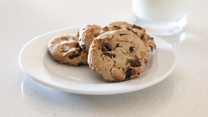 Wall Mural - Cookies and Milk on a White Kitchen Counter