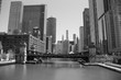 Chicago River Architecture Black and White