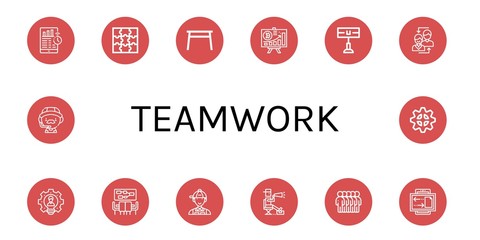 Sticker - teamwork simple icons set