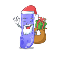 Poster - Cartoon design of legionella Santa with Christmas gift