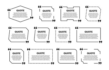 Sticker - Quote box frame set. Template for text info. Vector texting quote boxes.